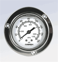 Marsh Bellofram 63mm Severe Service Gauge, Liquid Filled - J7612PEC