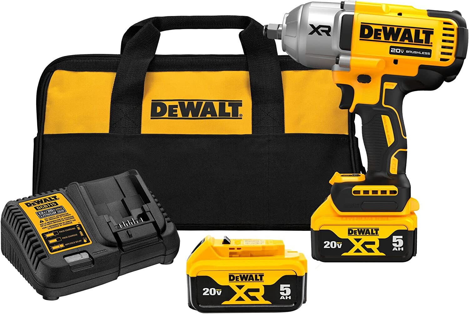 DeWalt 20V MAX XR 1/2 Inch High Torque Impact Wrench Kit, DCF900P2