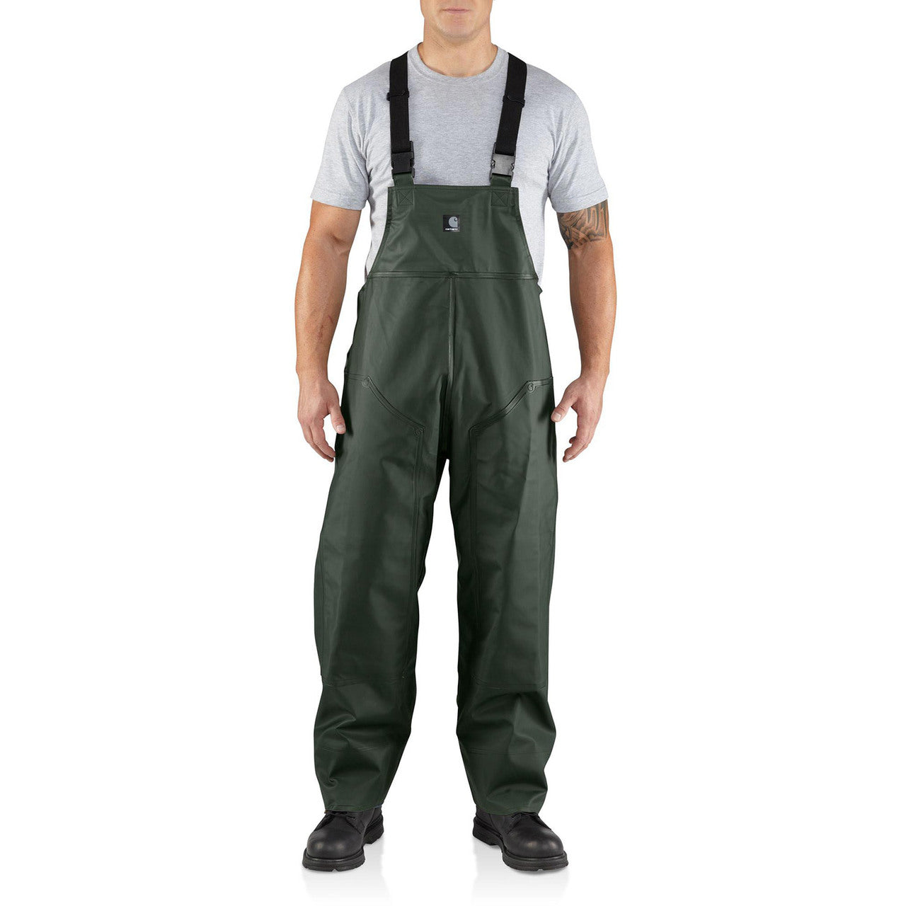 Men's Waterproof PVC Strap Trousers Water Working Jumpsuit Leather