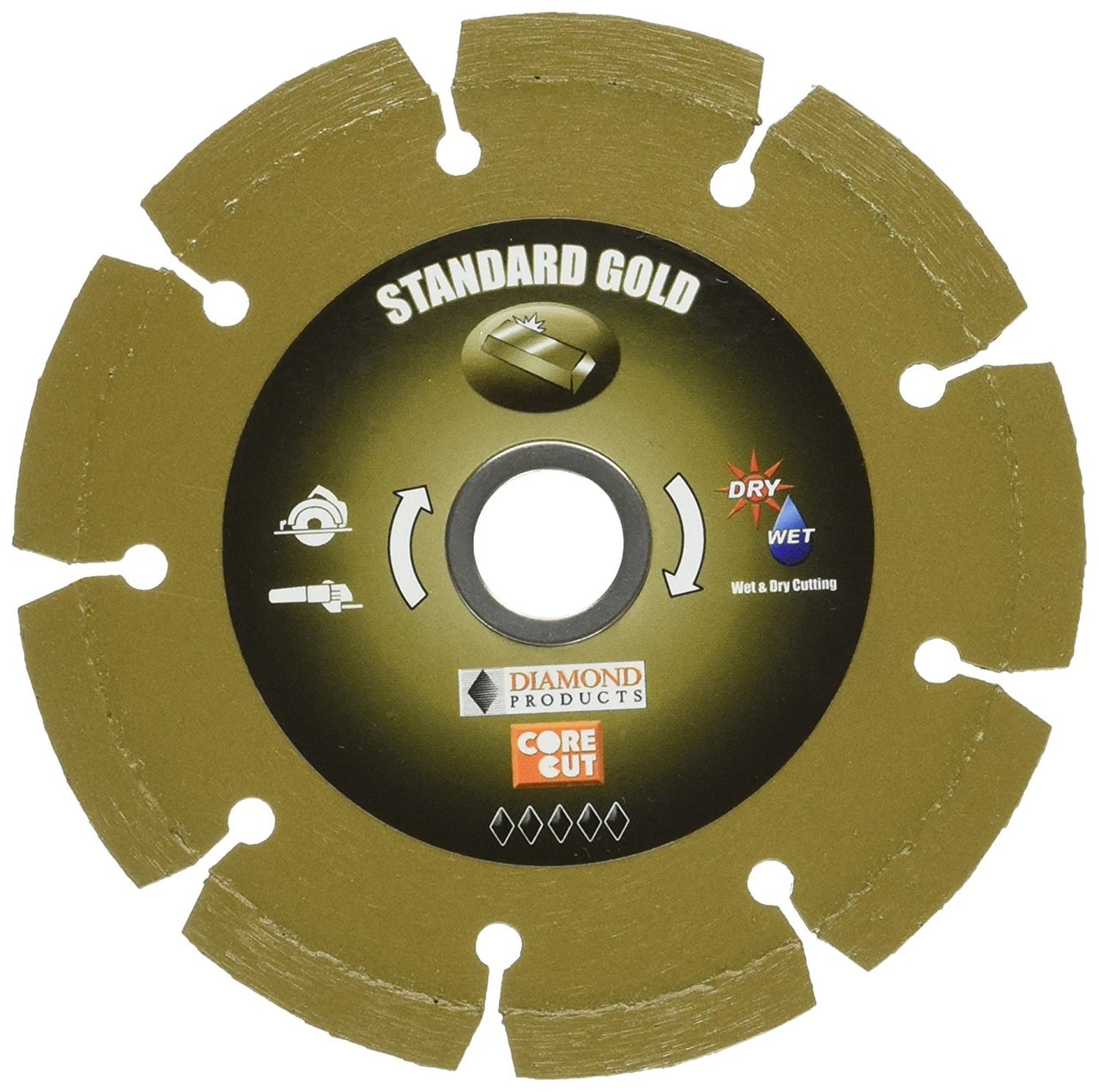 Diamond 4.5" x 7/8" Standard Gold Segmented Small Diameter Blade, 11347