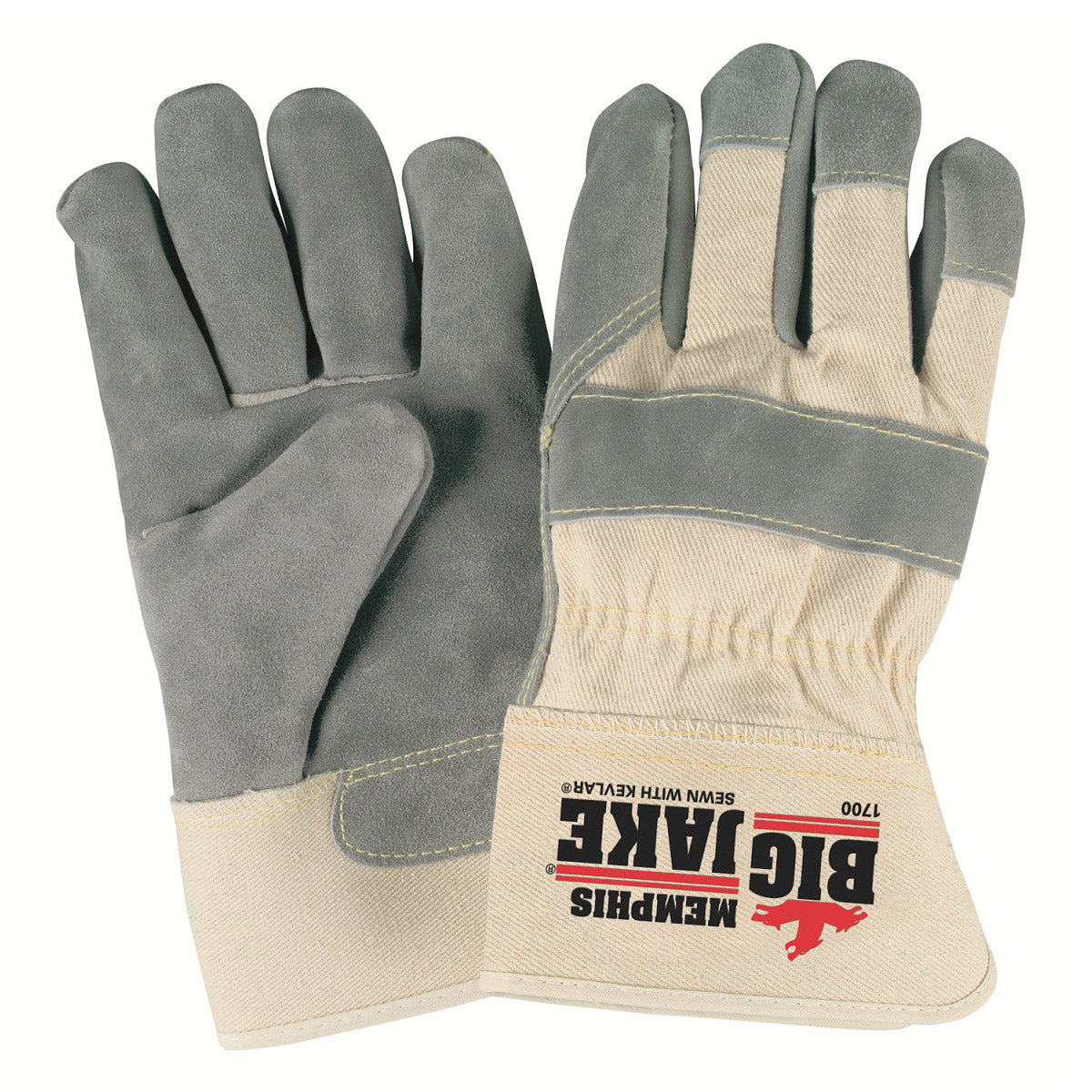 Memphis Big Jake Leather Palm Gloves, 4.5" Gauntlet Cuffs, 1710