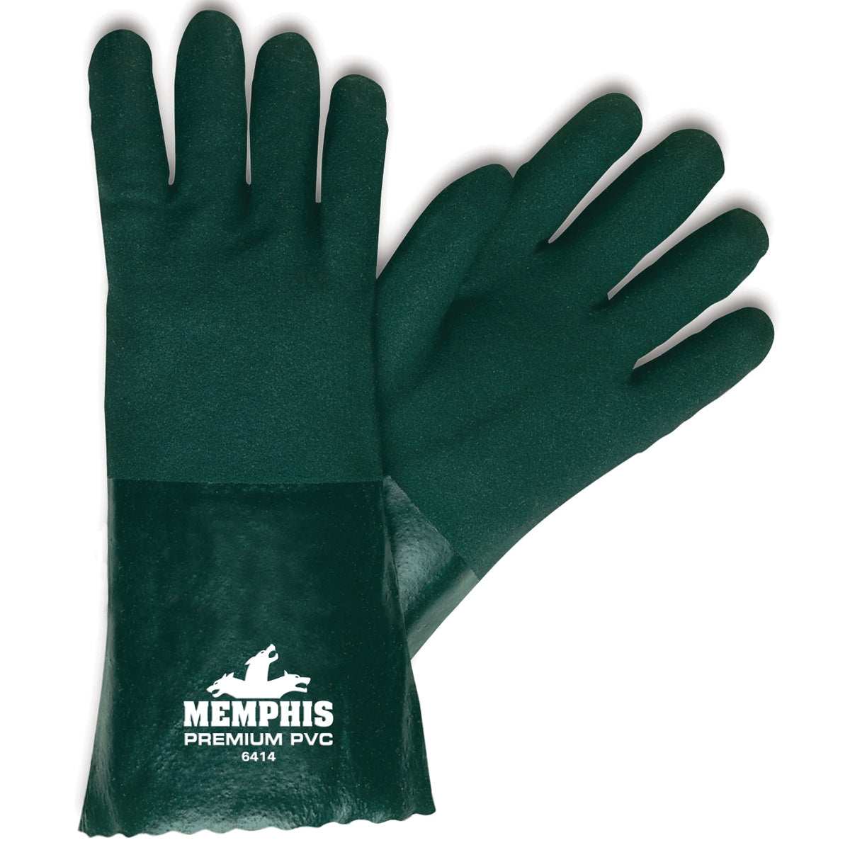 Memphis Premium Green PVC Gloves, 6412 & 6414
