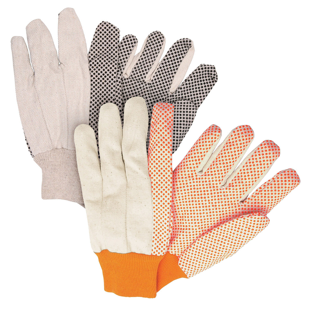 Memphis Dotted Canvas Gloves Medium Weight Cotton, Knit Wrist, 8800 & 8800B