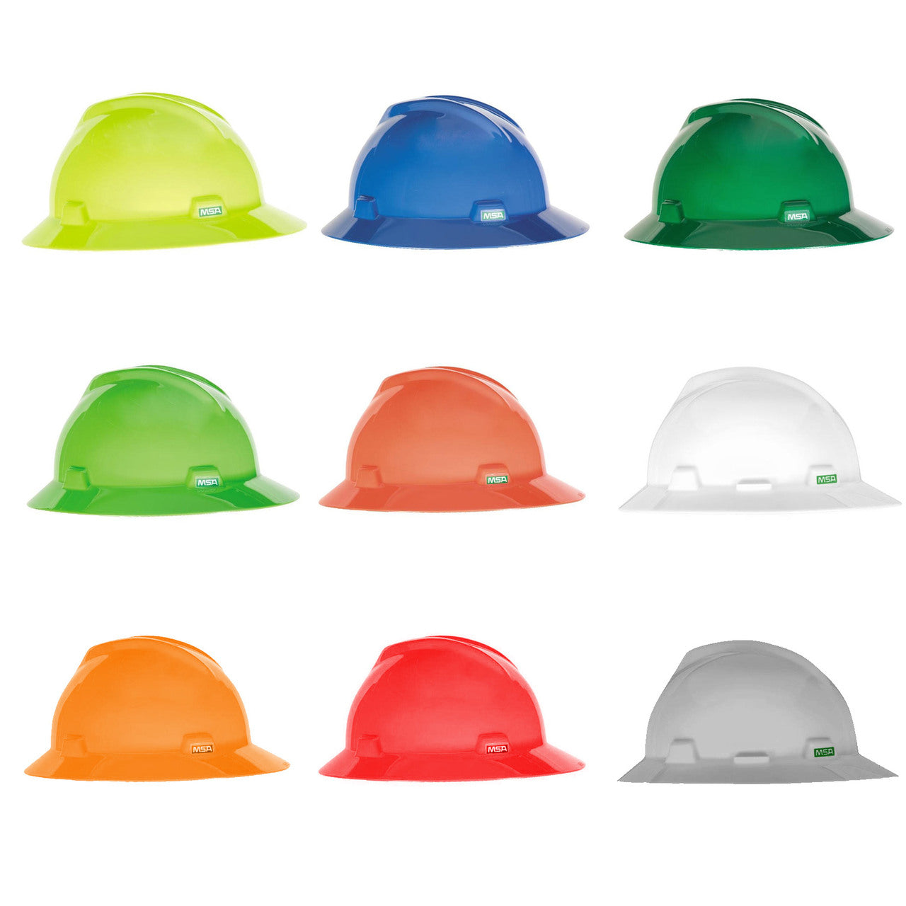 MSA Full Brim Hard Hat (Four Point Staz-On Suspension)