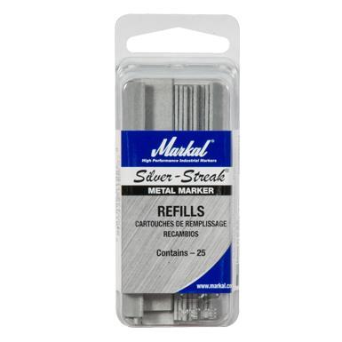 Markal Silver-Streak Metal Marker Refills - Flat, Pack of 24 - Discontinued