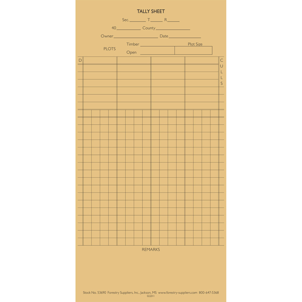 Four Species Timber Tally Card (100/pk)