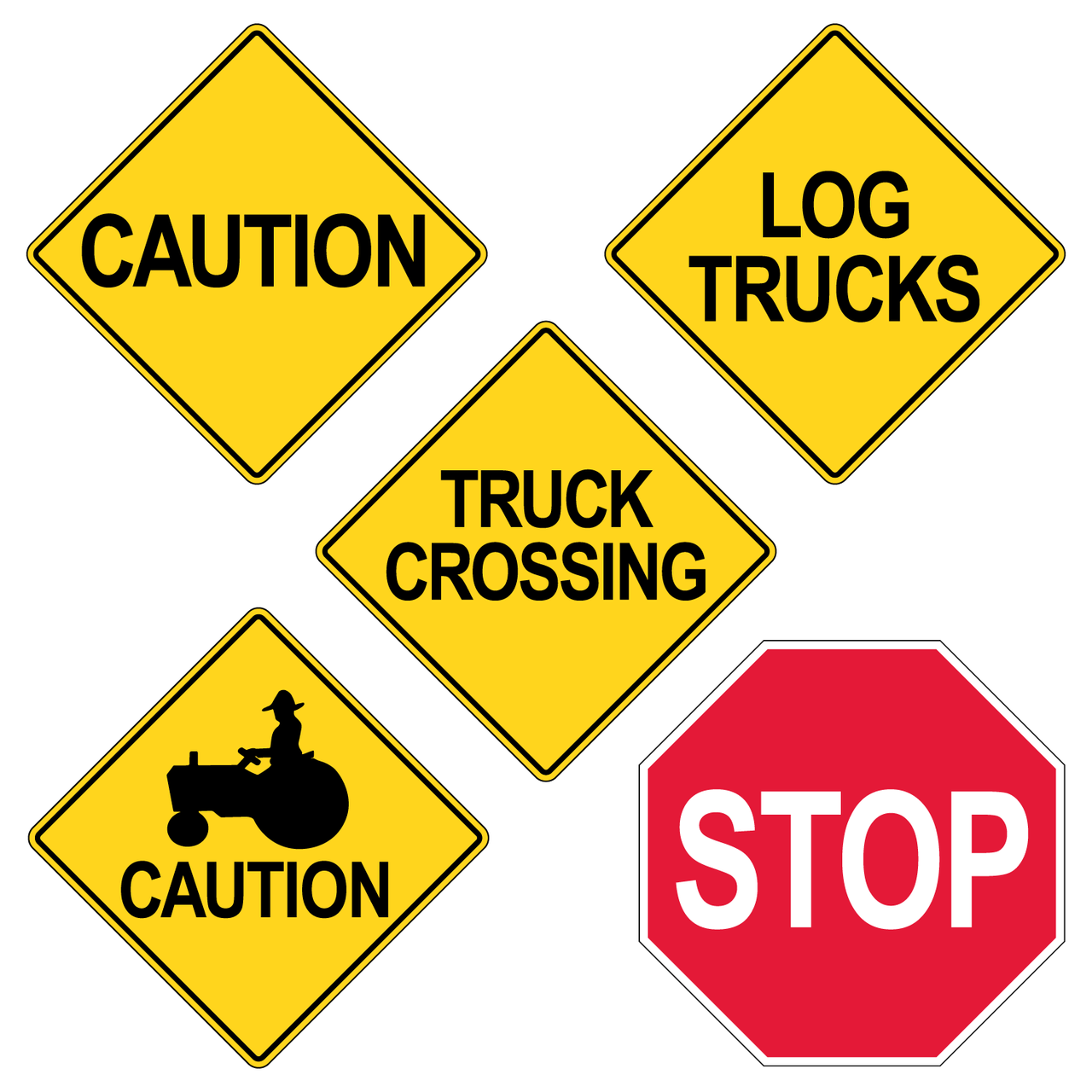 Warning/Caution/Stop Plastic Signs - 18" x 18"
