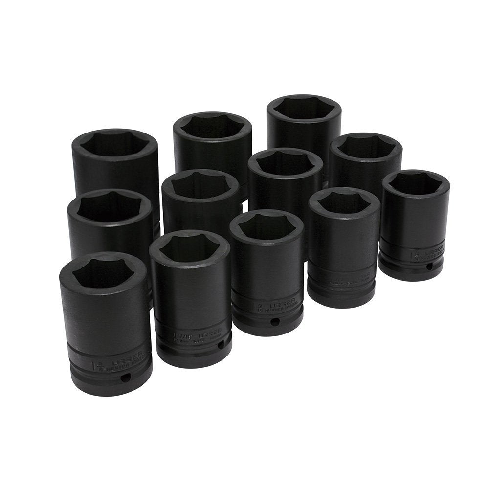 URREA 1 Inch Drive 6 Point Impact 12 Piece Socket Set, 10000L