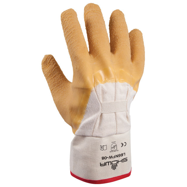 Showa Best Nitty Gritty Palm Coated Natural Rubber Glove, 66NFW