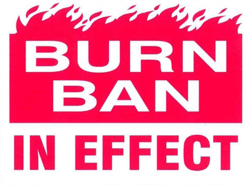Burn Ban In Effect Sign, Coroplast Size 18" x 24", 2 Sided