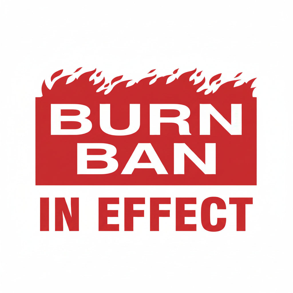 Burn Ban In Effect Sign, Coroplast Size 18" x 24", 2 Sided