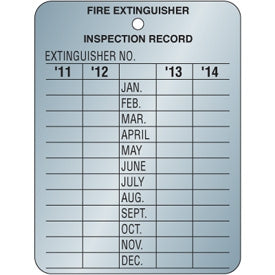 Fire Exinguisher Inspection Tag, Metal, BECMIT