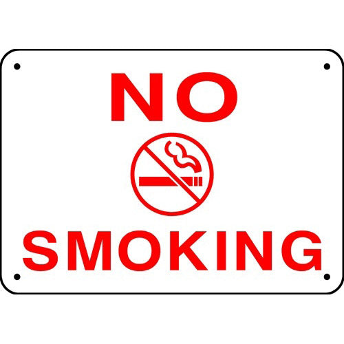 No Smoking Sign, 10" x 14" Aluminum - White/Red, 1014-NS