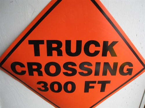 Truck Crossing 300 Feet Orange Sign, 2424-TC