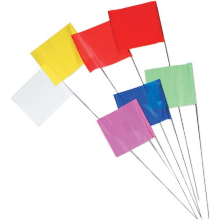 Presco Stake Wire Marking Flags, 2.5" x 3.5" x 15" - Bundle of 100