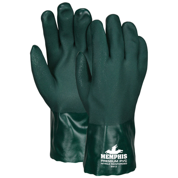 Memphis Premium Green PVC Gloves, 6412 & 6414