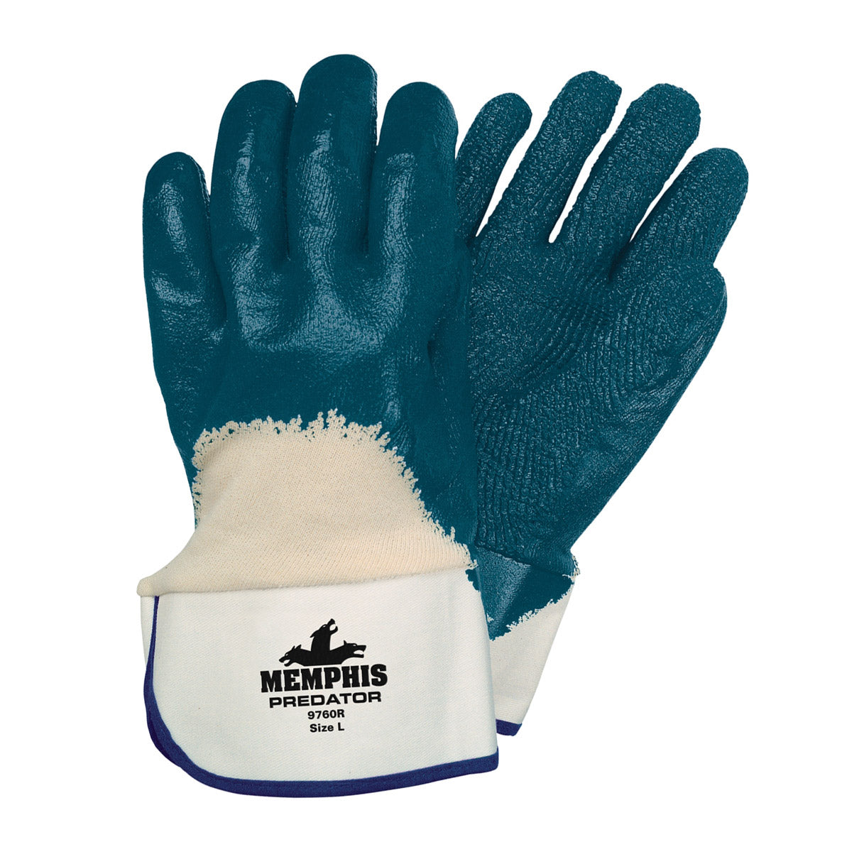 Memphis Palm & Knuckle Coated Predator Thick Nitrile Gloves, 9760R