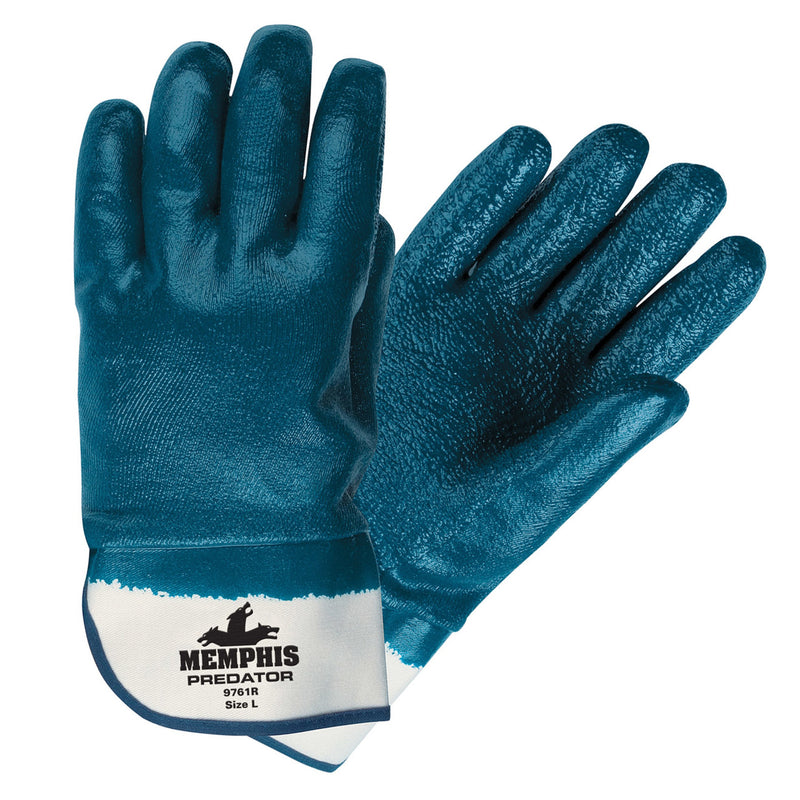 Memphis Fully Coated Rough Predator Thick Nitrile Gloves, 9761R