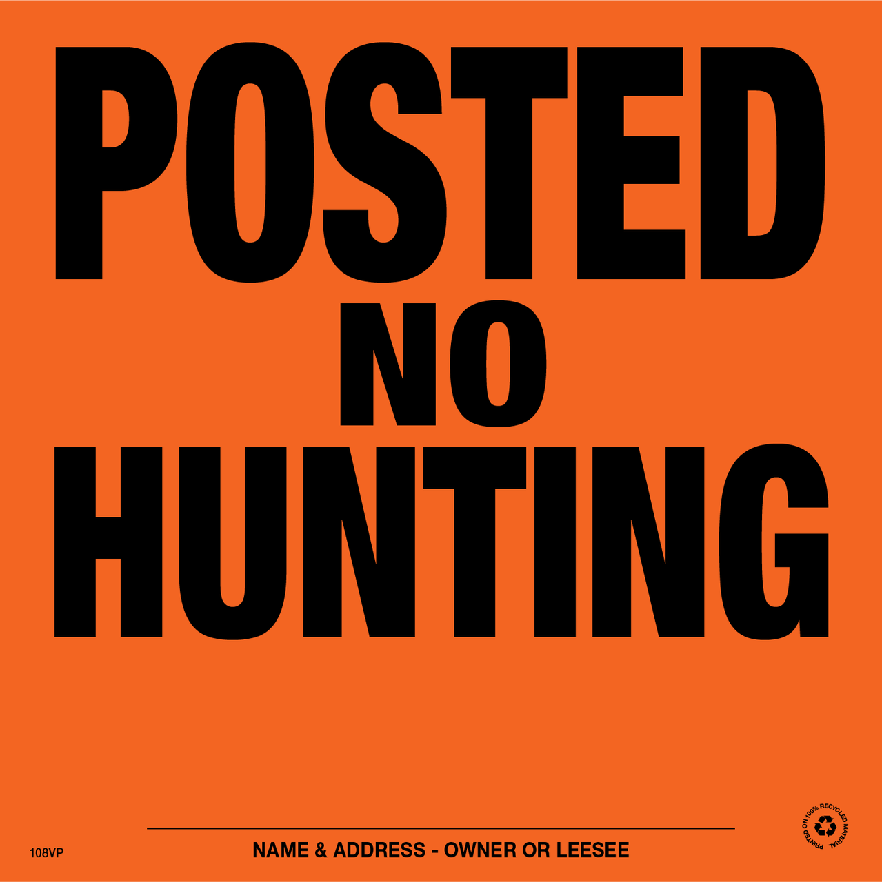 Posted No Hunting Posted Signs - Orange Aluminum - Pack of 25