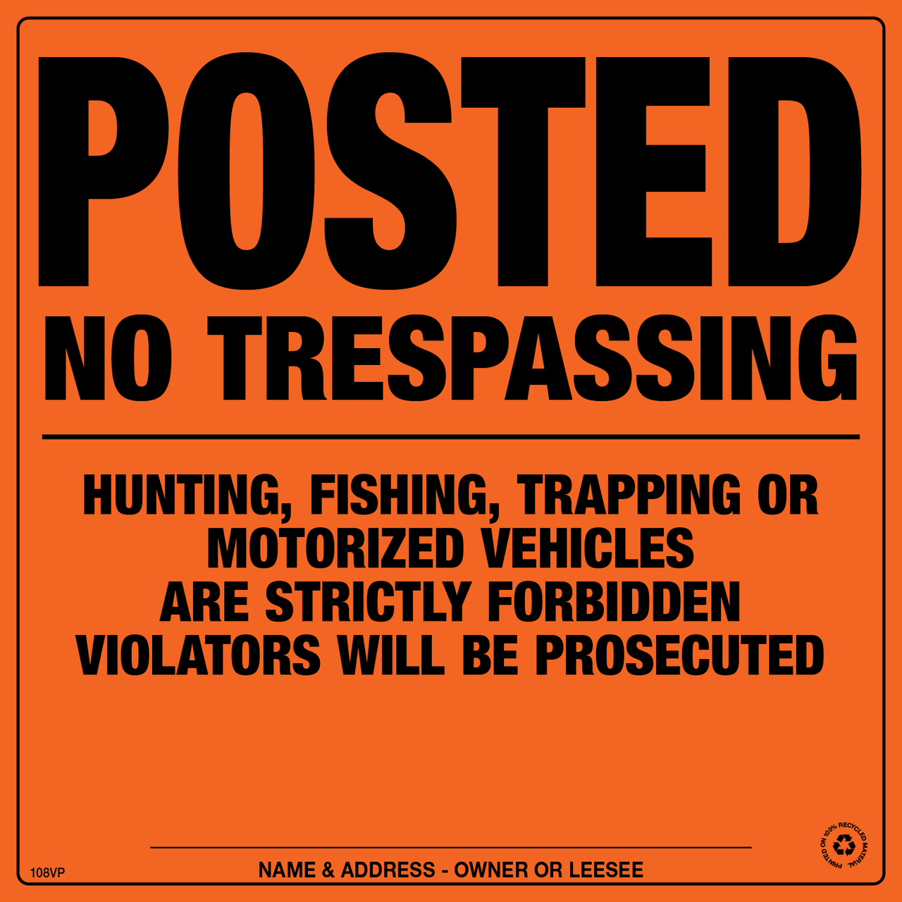 Posted No Trespassing Signs - Orange Aluminum - Pack of 25