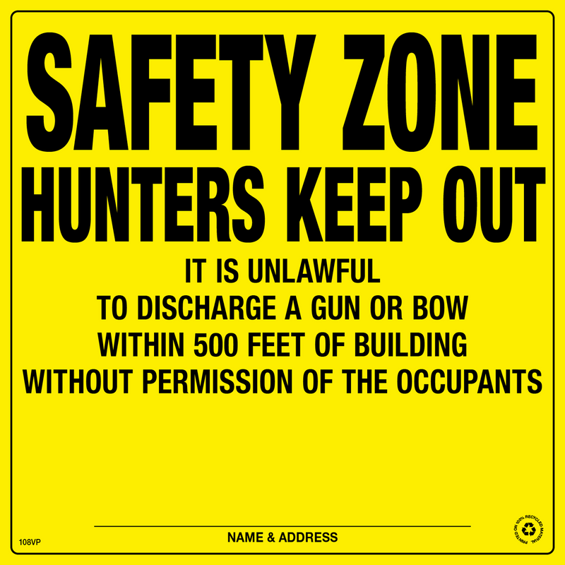 Safety Zone 500 Feet Posted Sign - Yellow Plastic -  Pack of 25