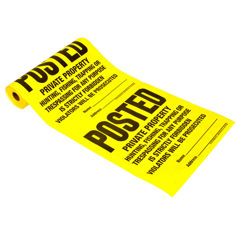 Tyvek Posted Signs Roll of 100 - Yellow Tyvek - Private Property