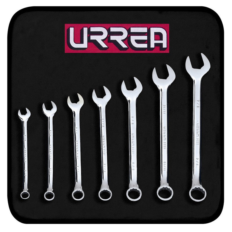 URREA 12-Point Chrome Combination Wrench Set (6 Peices), 1200H